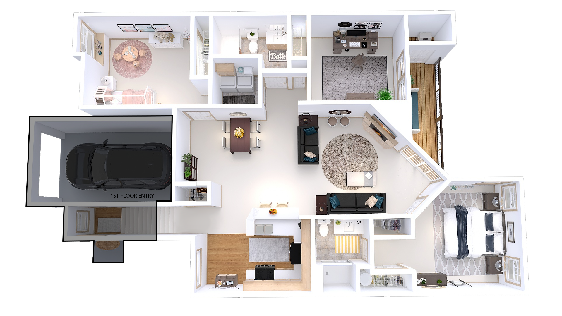Floor plan for 3 beds, 2 baths, 1509 sqft